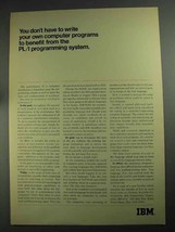 1968 IBM PL/I Programming System Ad - Benefit From - $18.49