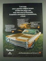 1968 Plymouth Fury Ad - Started a Movement, a Beat - £14.53 GBP