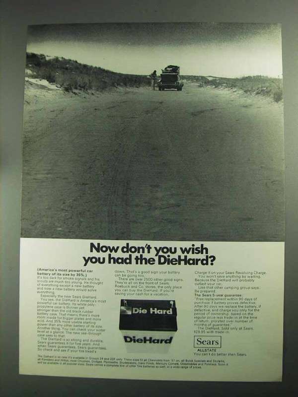 1968 Sears Die Hard Battery Ad - Now Don't You Wish - $18.49