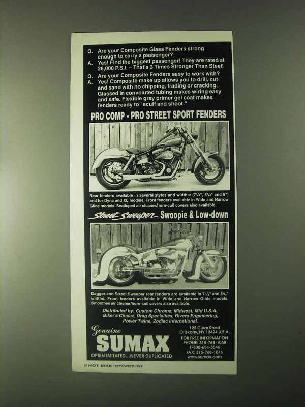 1999 Sumax Pro Comp, Street Sweeper Fenders Ad - $18.49