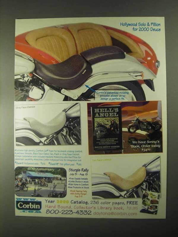 2000 Corbin Hollywood Solo & Pillion Motorcycle Seat Ad - $18.49