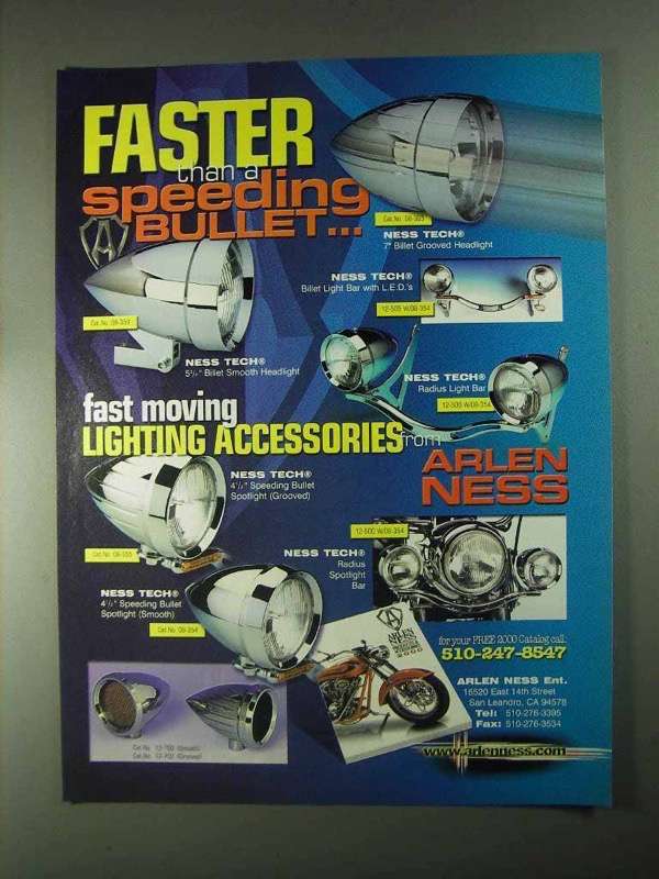 Primary image for 2001 Arlen Ness Lighting Accessories Ad - Faster Than