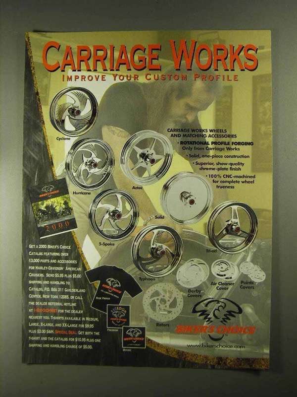 2001 Biker's Choice Carriage Works Wheels Ad - $18.49