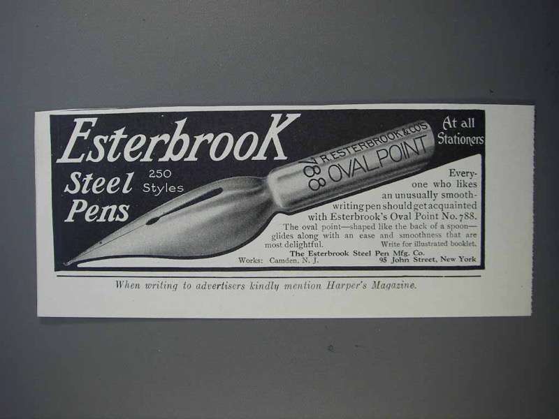 Primary image for 1913 Esterbrook Oval Point No. 788 Ad - Steel Pens