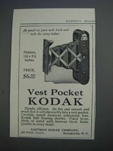1913 Vest Pocket Kodak Camera Ad - Small as Note Book - £14.50 GBP