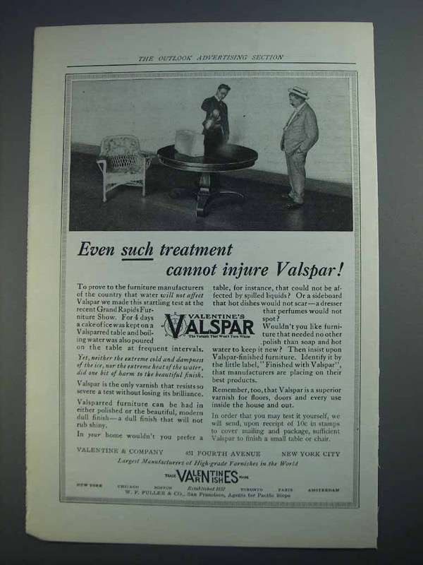 Primary image for 1914 Valentine's Valspar Ad - Even Such Treatment