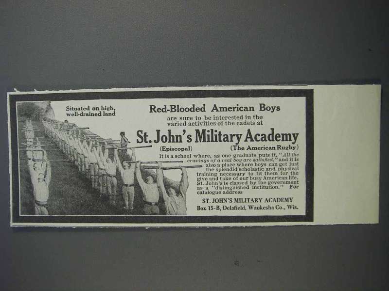 1913 St. John's Military Academy Ad - Red-Blooded Boys - £14.44 GBP