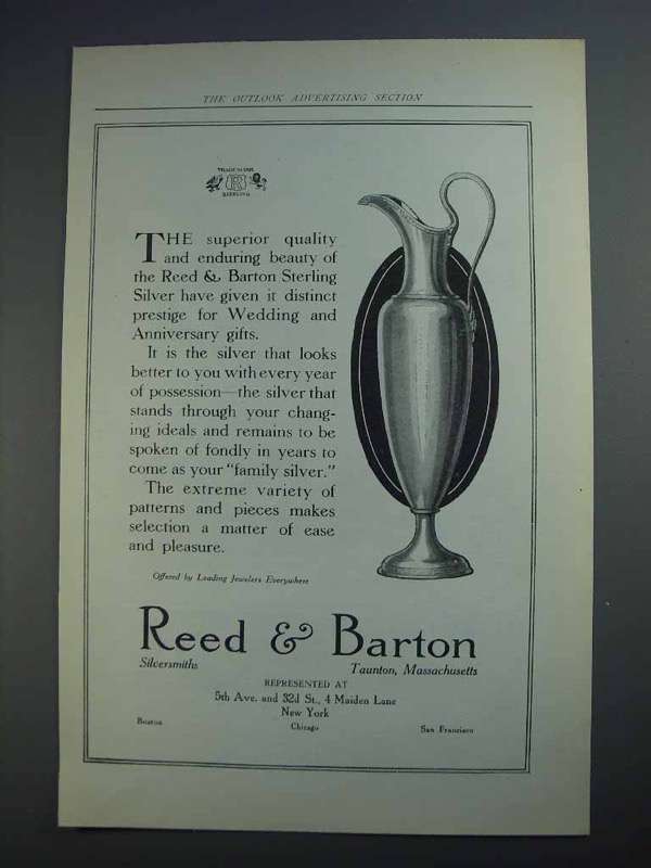 1913 Reed & Barton Silver Ad - The Superior Quality - $18.49