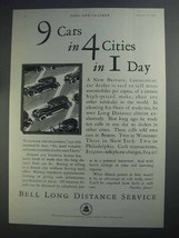 1927 Bell Long Distance Service Ad - 9 Cars in 4 Cities - £14.50 GBP