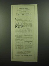 1939 Horlicks Malted Milk Drink Ad - In Hospital Tests - £14.78 GBP