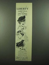 1939 Liberty &amp; Co. Hat Ad - Felt Cap, Mushroom, Beret - £14.60 GBP