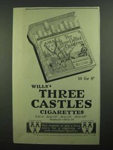 1939 Wills's Three Castles Cigarettes Ad - $18.49