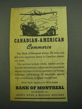 1942 Bank of Montreal Ad - Canadian-American Commerce - £14.81 GBP