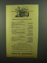 1942 Bank of Montreal Ad - Statement 31st October, 1942 - $18.49