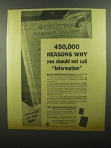 1942 Bell Telephone Ad - Should Not Call Information - $18.49
