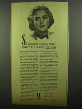 1942 Wall Street Journal Ad - So You need to know, Lady - £14.78 GBP