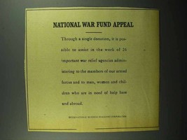 1943 IBM Ad - National War Fund Appeal - £14.52 GBP