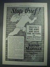 1927 Johns-Manville Refractory Cements Ad - Stop Thief - £14.55 GBP