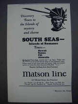 1927 Matson Line Ad - Discovery Tours to the Islands - £14.54 GBP