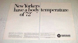 1968 Chrysler New Yorker Ad - Body Temperature of 72 - £14.81 GBP