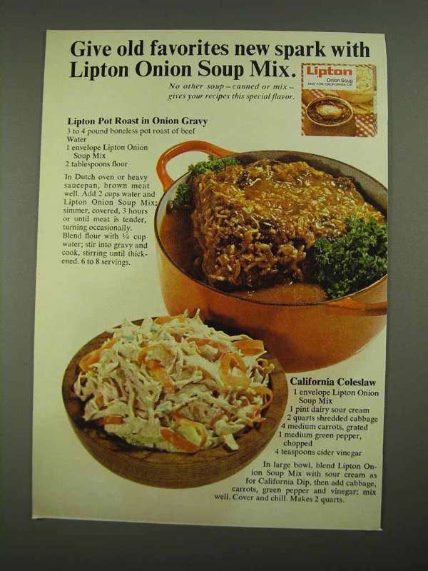1968 Lipton Onion Soup Mix Ad - California Coleslaw - $18.49
