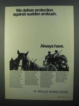 1968 Wells Fargo Bank Ad - Against Sudden Ambush - £14.13 GBP