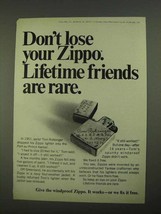 1968 Zippo Cigarette Lighters Ad - Lifetime Friends - $18.49