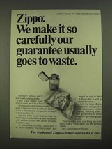 1968 Zippo Cigarette Lighters Ad - Guarantee to Waste - $18.49