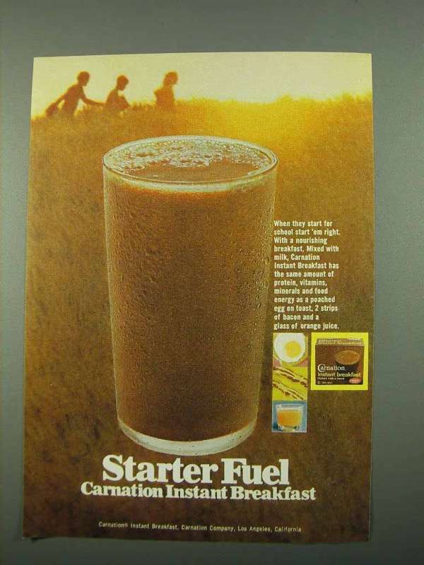 1969 Carnation Instant Breakfast Ad - Starter Fuel - $18.49