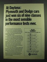 1969 Chrysler Ad - At Daytona Plymouth and Dodge - £14.52 GBP