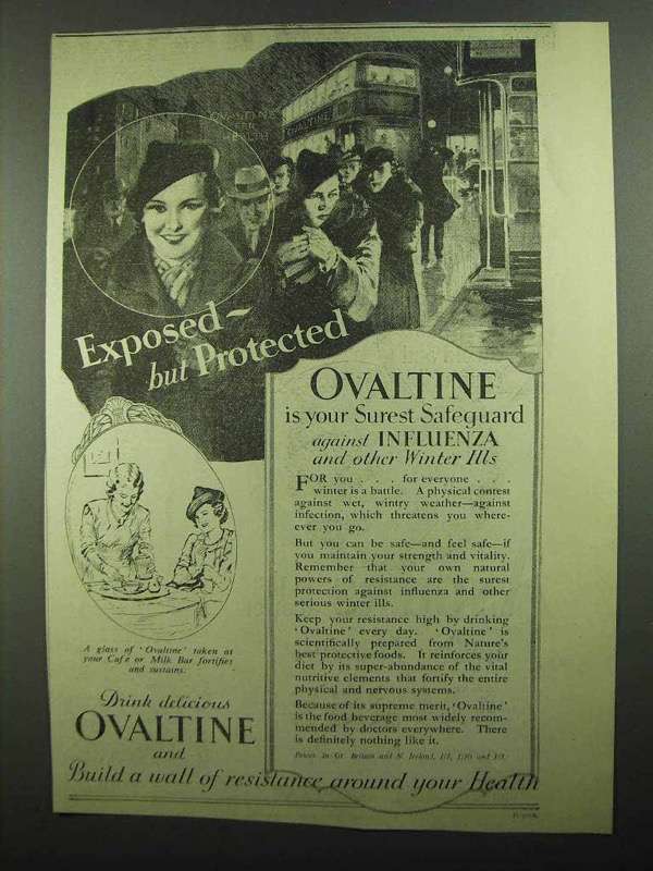 1939 Ovaltine Drink Ad - Exposed But Protected - $18.49