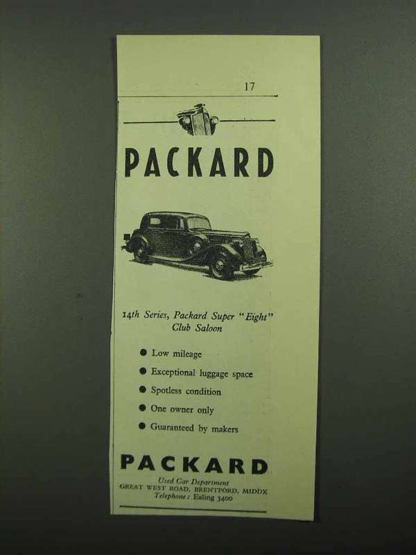 1939 Packard Super Eight Club Saloon Ad - $18.49