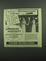 1939 United States Lines Cruise Ad - All Too Short - £14.55 GBP