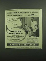 1939 United States Lines Cruise Ad - Express Service - $18.49