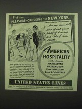 1939 United States Lines Cruise Ad - Pleasure-Crossing - £14.55 GBP