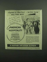 1939 United States Lines Cruise Ad - Express New York - £14.48 GBP