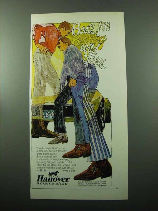 Primary image for 1969 Hanover Boots Ad - Town & Country, GT, George