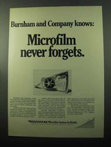 1969 Kodak Recordak Microfilm Systems Ad - Burham - $18.49