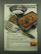 1969 Lipton Onion Soup Ad - Onion Meat Loaf Recipe - $18.49