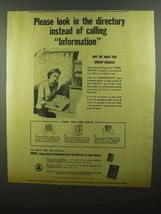 1942 Bell Telephone Ad - Look in the Directory Instead - $18.49