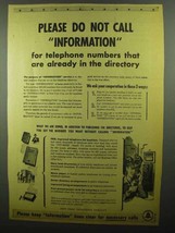 1942 Bell Telephone Ad - Please Do Not Call Information - £14.62 GBP