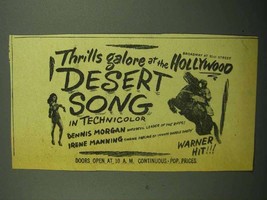 1943 Desert Song Movie Ad - Dennis Morgan Irene Manning - £14.65 GBP