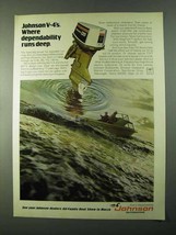 1975 Johnson 135 Outboard Motor Ad - Runs Deep - $18.49