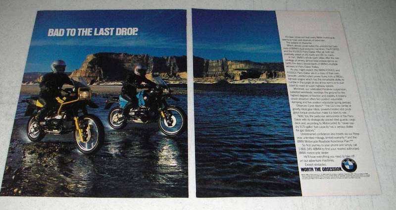 Primary image for 1991 BMW R100GS and R100GS Paris-Dakar Motorcycles Ad