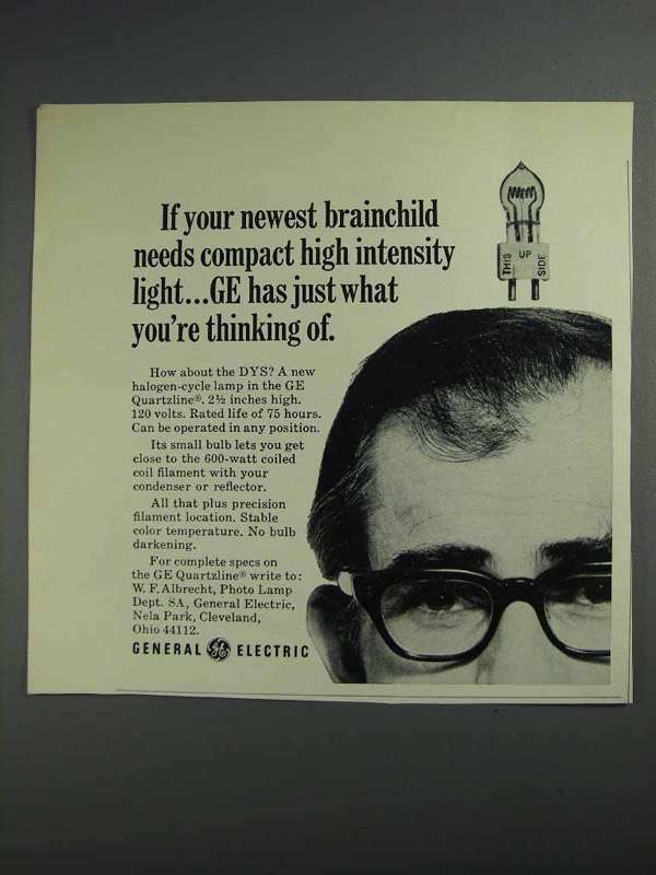 1968 General Electric DYS Quartzline Lamp Ad - $18.49