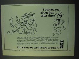 1969 Hai Karate After Shave and Cologne Ad - Warned You - $18.49