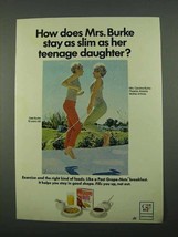 1969 Post Grape-Nuts Cereal Ad - Mrs. Burke Stay Slim - £14.48 GBP
