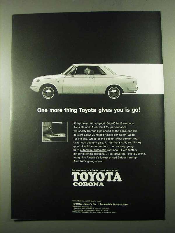 1969 Toyota Corona Car Ad - One More Thing - $18.49