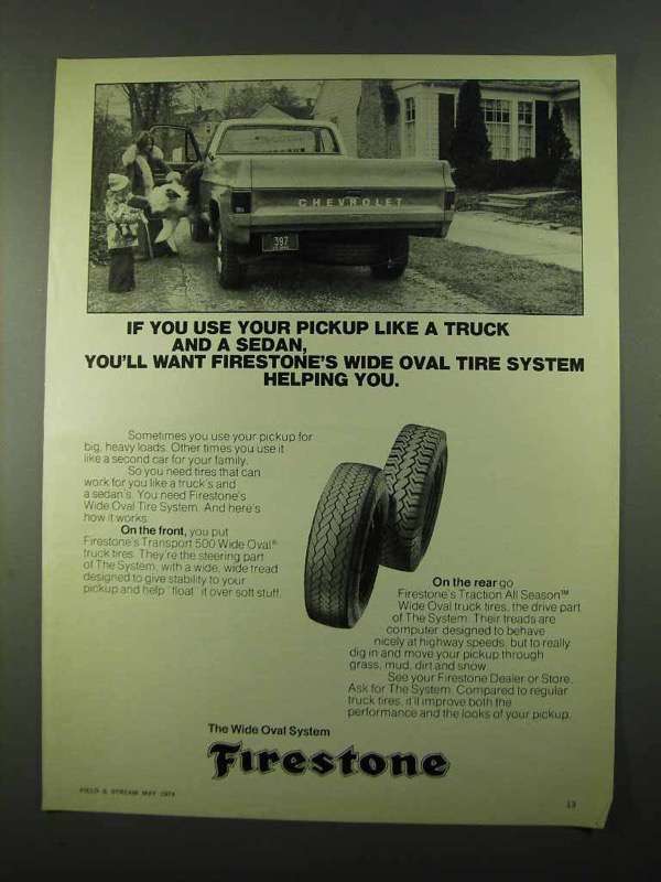 1974 Firestone Transport 500 Wide Oval Truck Tires Ad - Helping You - $18.49