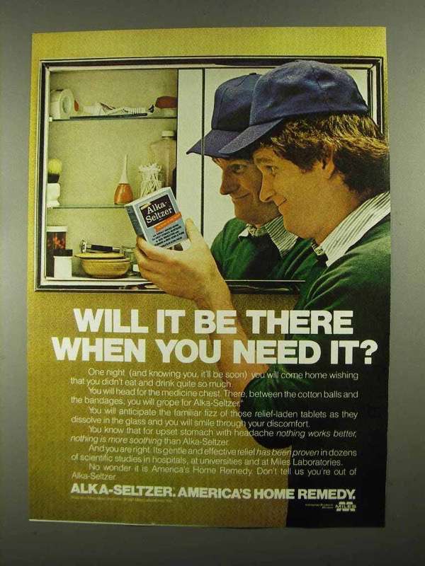 1981 Alka-Seltzer Medicine Ad - Will It Be There? - £14.27 GBP